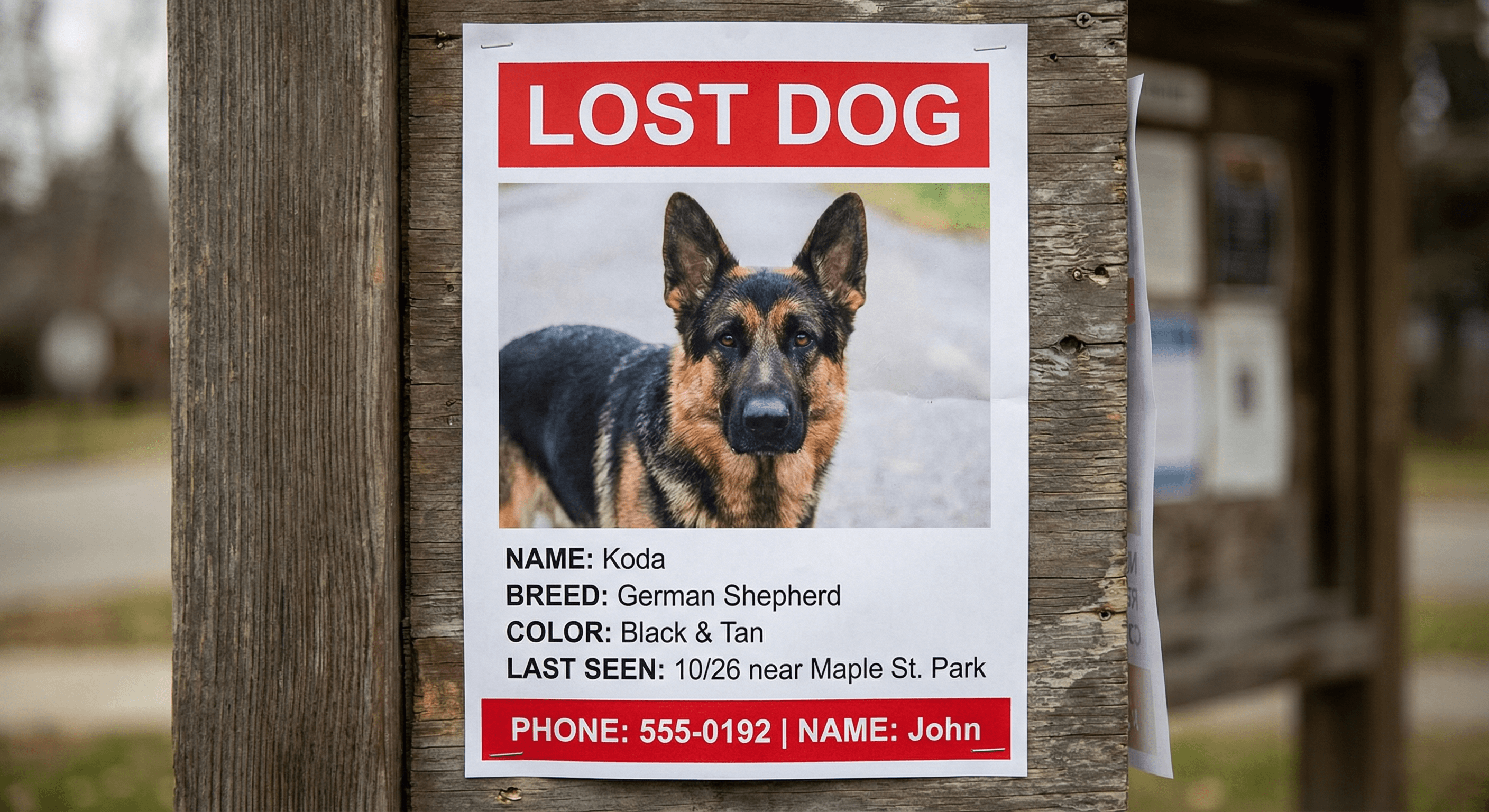 Example lost dog flyer