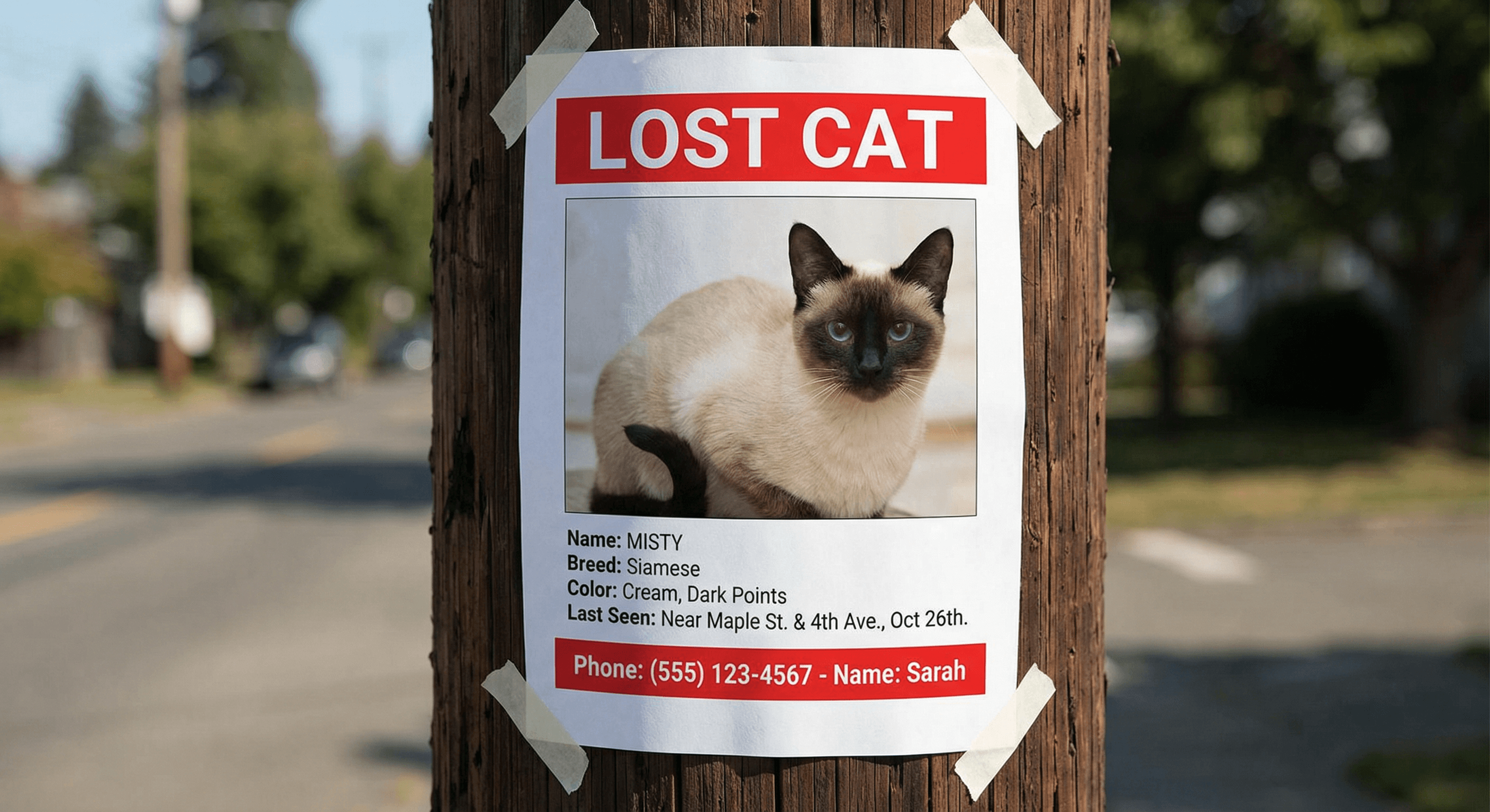 Example lost cat flyer