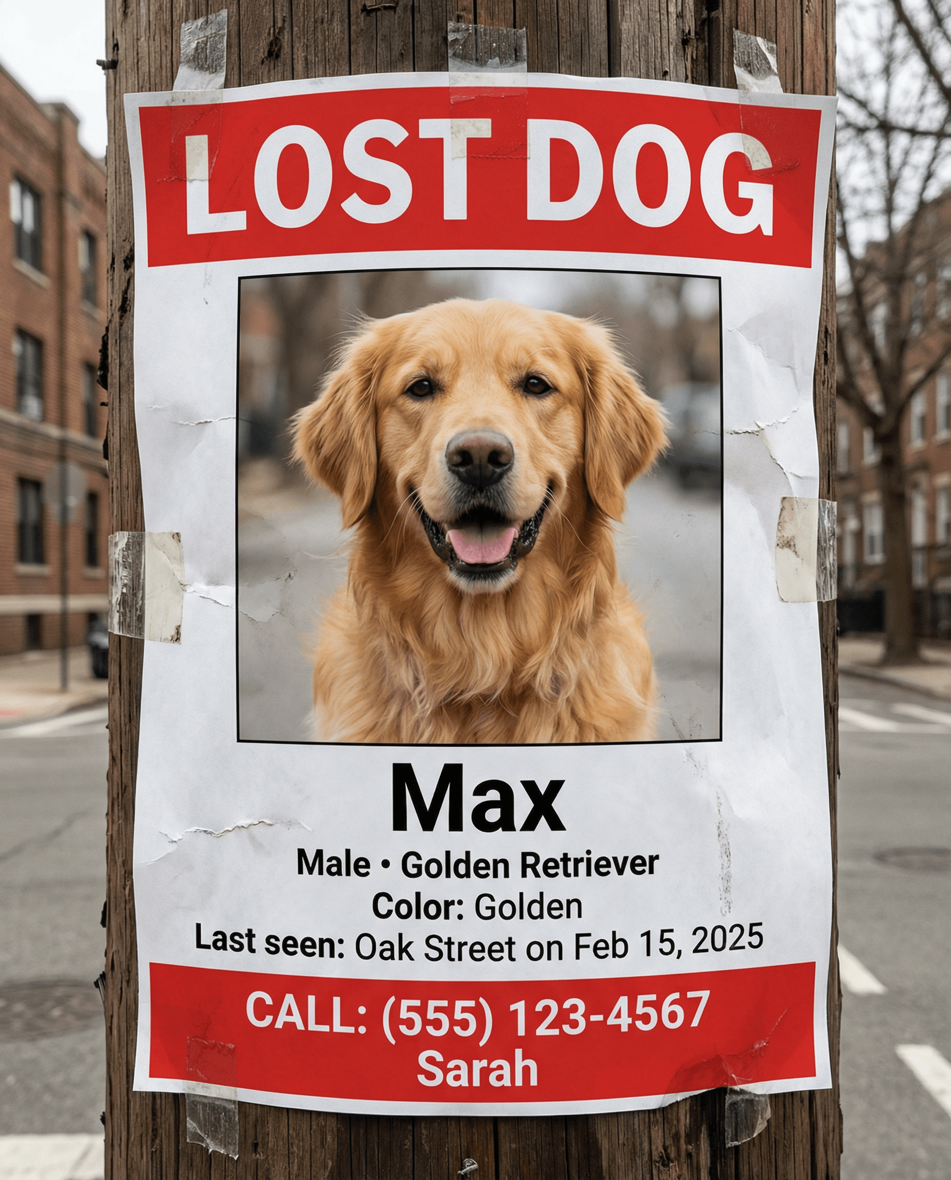 Example lost dog flyer